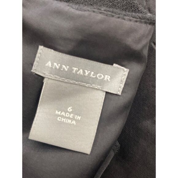 Ann Taylor Women Black Sleeveless Wool Embroidery Trim Sheath Dress Size 6 - Picture 10 of 10